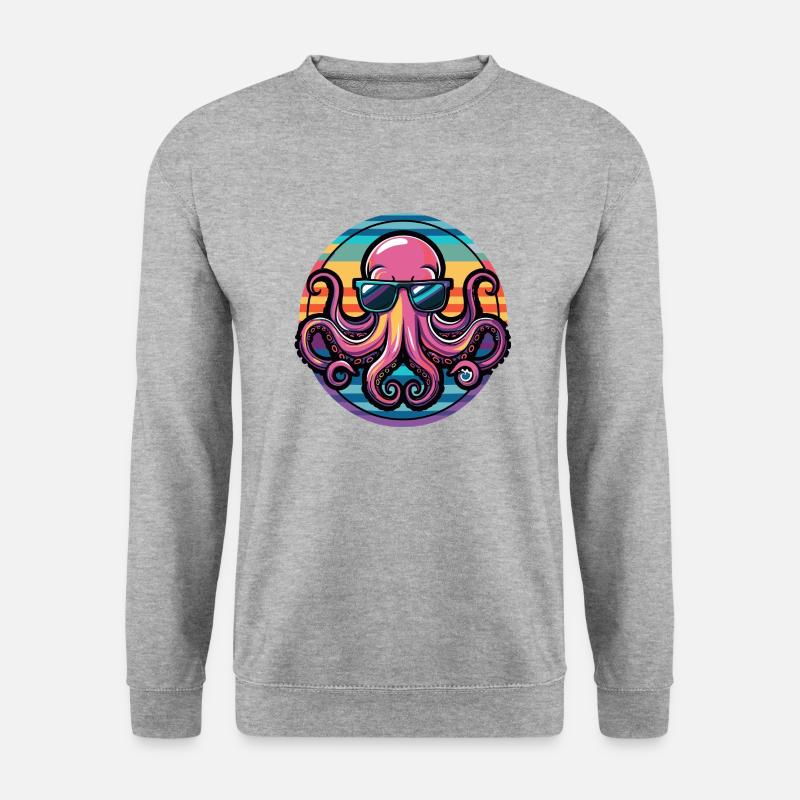 Oktopus Cool Comic - Unisex Pullover - Weißgrau meliert