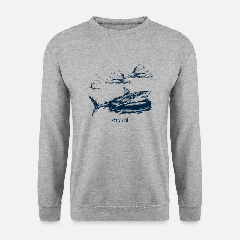 Shark Floaty - Stay Chill - Unisex Pullover - Weißgrau meliert