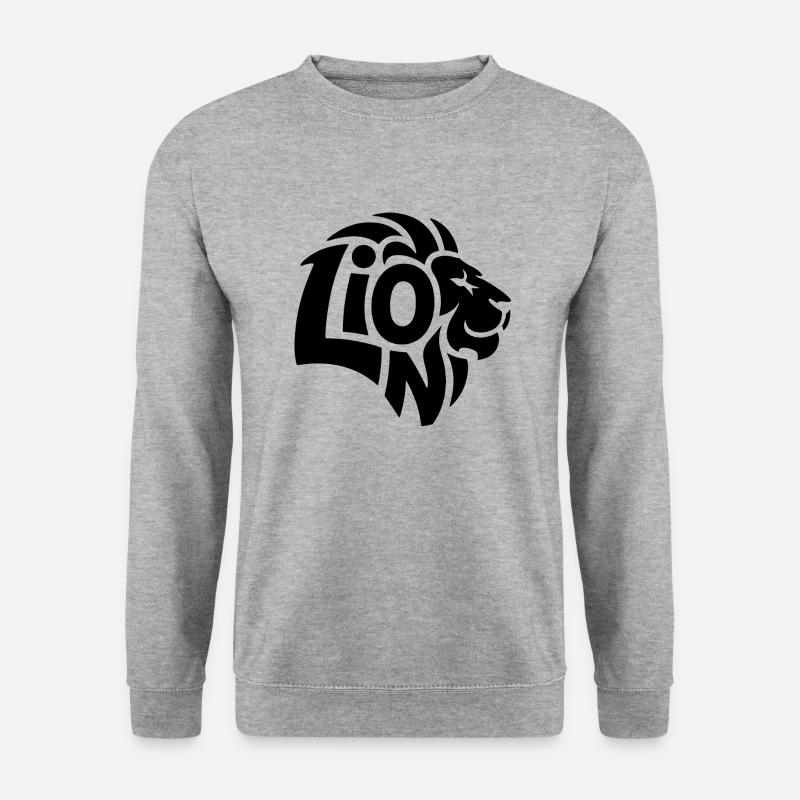 Löwe - Cooles Löwen-Logo - Unisex Pullover - Weißgrau meliert