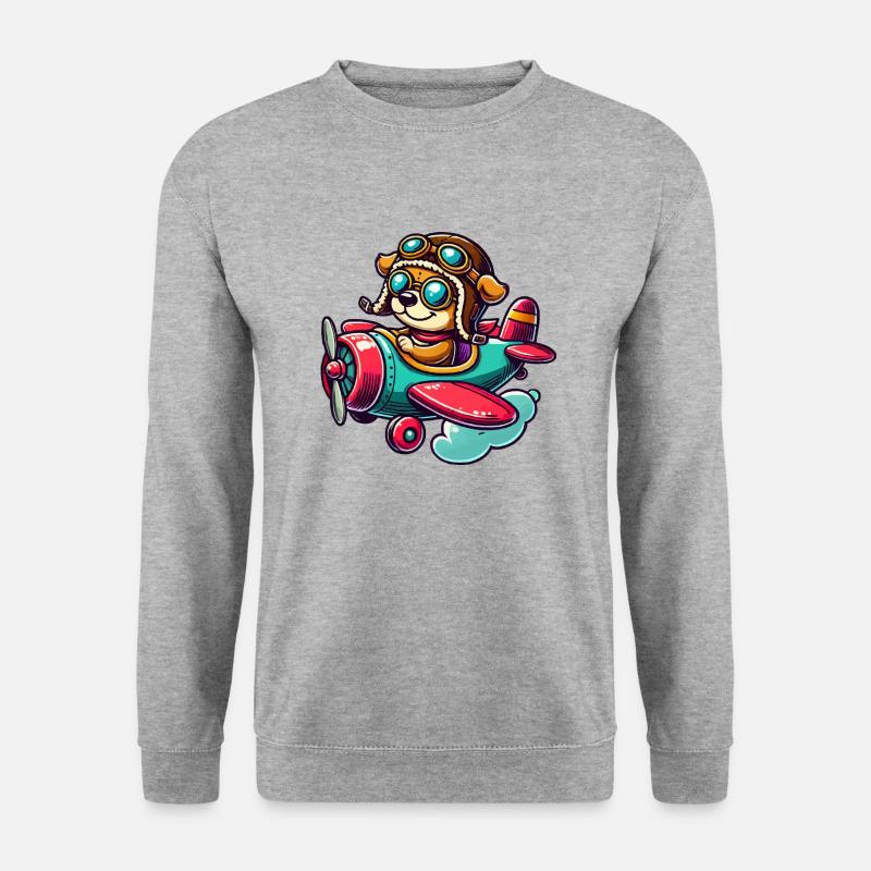 Hund Pilot - Unisex Pullover - Weißgrau meliert