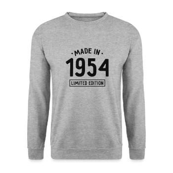 Made in 1954 - Limited Edition - Geburtsjahr - Unisex Pullover - Weißgrau meliert - Vorne - Alina (178cm) & Michal (187cm)