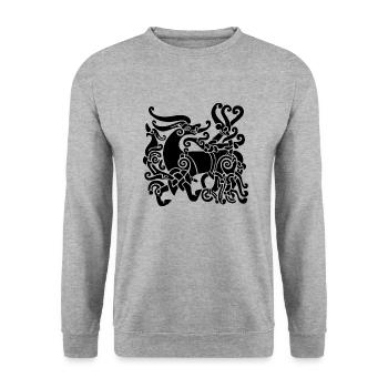 Hirsch - Unisex Pullover - Weißgrau meliert - Vorne - Alina (178cm) & Michal (187cm)