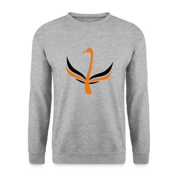 Schwan 2fbg - Unisex Pullover - Weißgrau meliert - Vorne - Alina (178cm) & Michal (187cm)