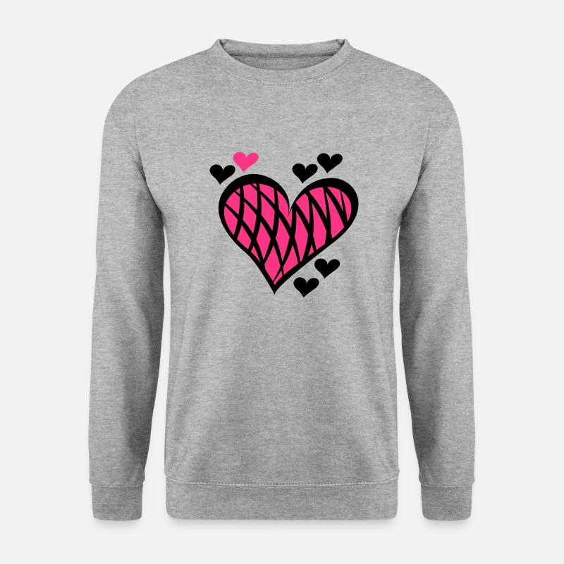 Herz Motiv - Unisex Pullover - Weißgrau meliert