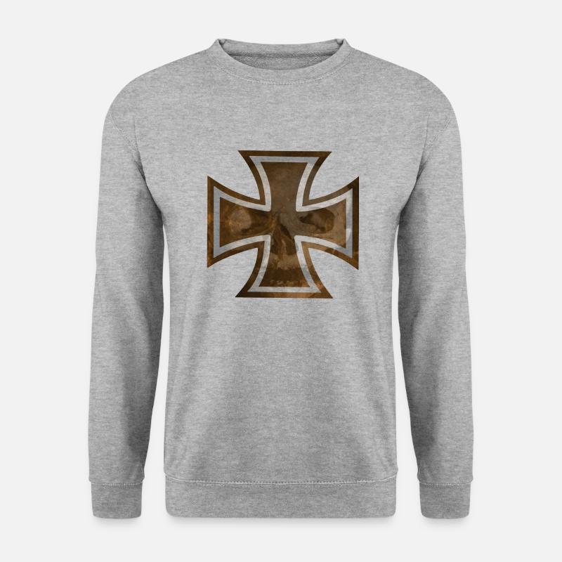 EK -Skull - Unisex Pullover - Weißgrau meliert