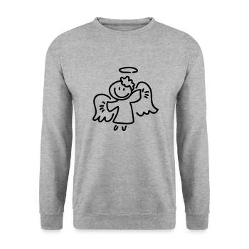 Kleiner Engel - Line - Unisex Pullover - Weißgrau meliert - Vorne - Alina (178cm) & Michal (187cm)