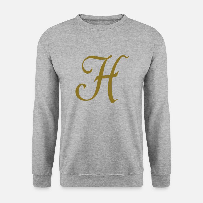 Buchstabe H - Unisex Pullover - Weißgrau meliert