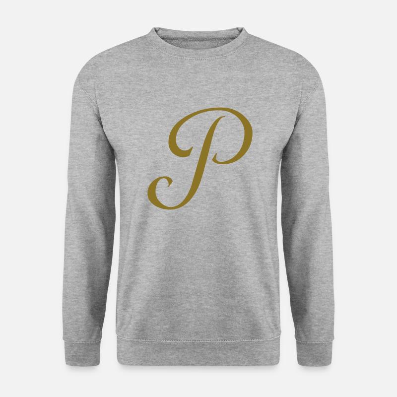 Buchstabe P - Unisex Pullover - Weißgrau meliert