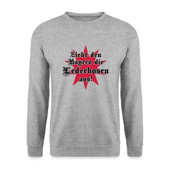Zieht den Bayern die Lederhosen aus - Unisex Pullover - Weißgrau meliert - Vorne - Alina (178cm) & Michal (187cm)