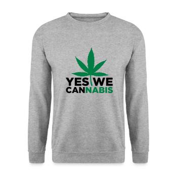 Oui, nous le cannabis! - Sweat-shirt Unisexe - gris chiné - Devant - Alina (178cm) & Michal (187cm)