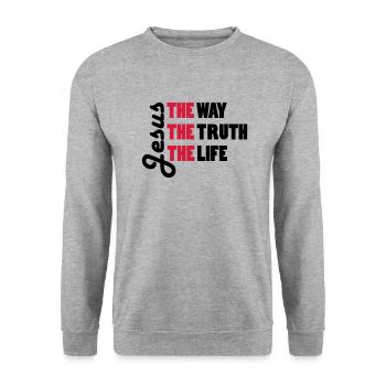 Jesus - way, truth, life - Unisex Sweatshirt - salt & pepper - Front - Alina (178cm) & Michal (187cm)