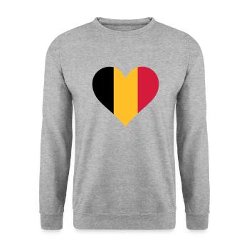 Ein Herz für Belgien - Unisex Pullover - Weißgrau meliert - Vorne - Alina (178cm) & Michal (187cm)
