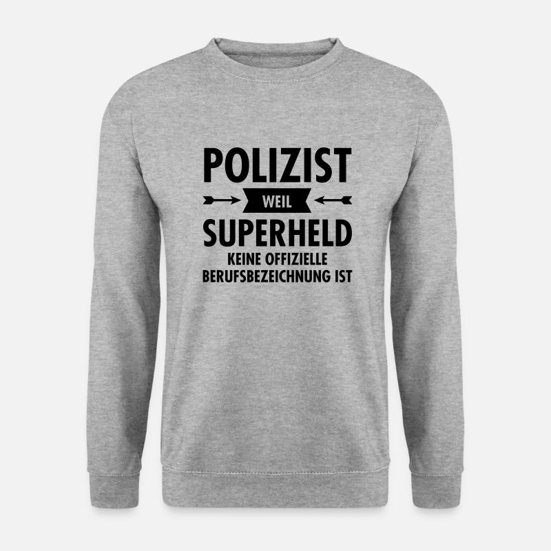 Polizist - Superheld - Unisex Pullover - Weißgrau meliert