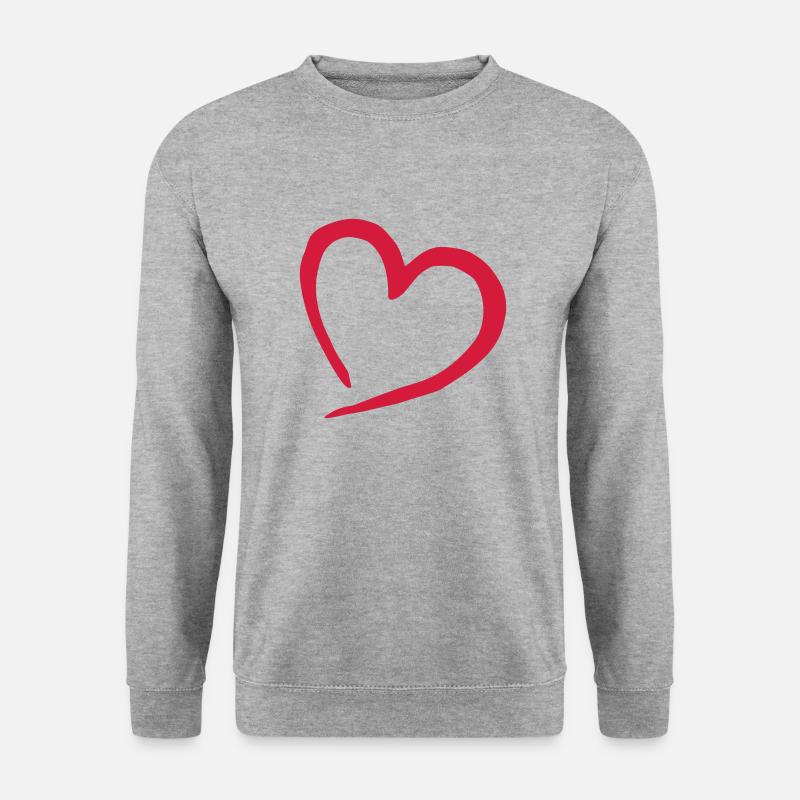 herz - Unisex Pullover - Weißgrau meliert