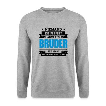Funshirt Bruder - Unisex Pullover - Weißgrau meliert - Vorne - Alina (178cm) & Michal (187cm)