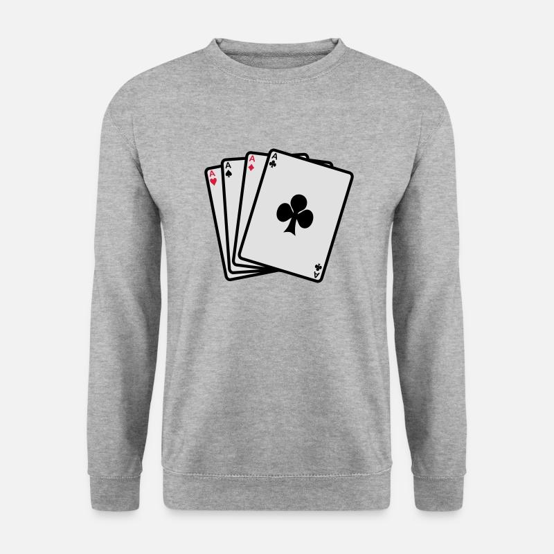 Poker - Karten - Unisex Pullover - Weißgrau meliert