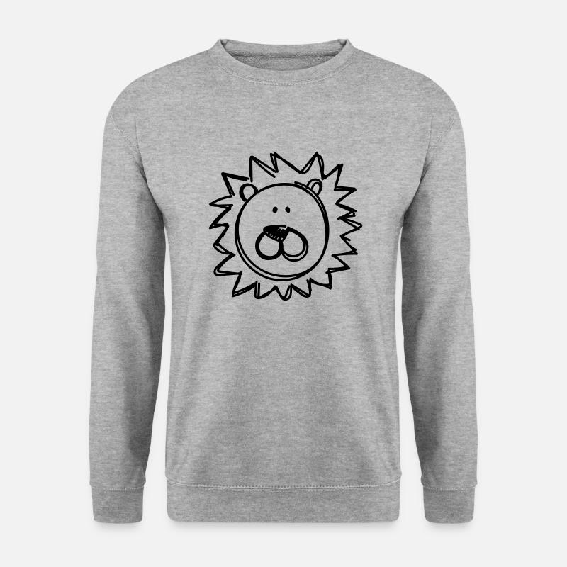 Löwe Zeichnung - Unisex Pullover - Weißgrau meliert