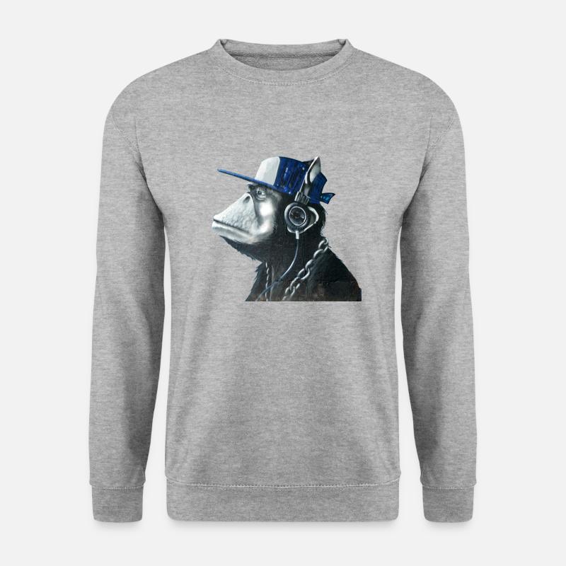Affe Graffiti von Custom - Unisex Pullover - Weißgrau meliert
