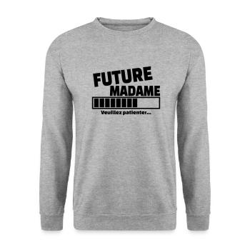 future madame - Sweat-shirt Unisexe - gris chiné - Devant - Alina (178cm) & Michal (187cm)
