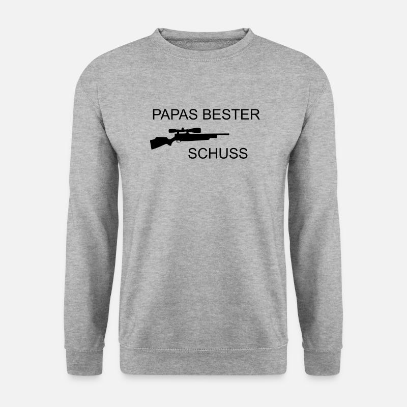 Papas bester Schuss - Unisex Pullover - Weißgrau meliert
