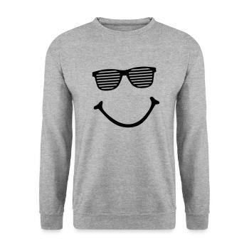 smiley - Unisex Pullover - Weißgrau meliert - Vorne - Alina (178cm) & Michal (187cm)