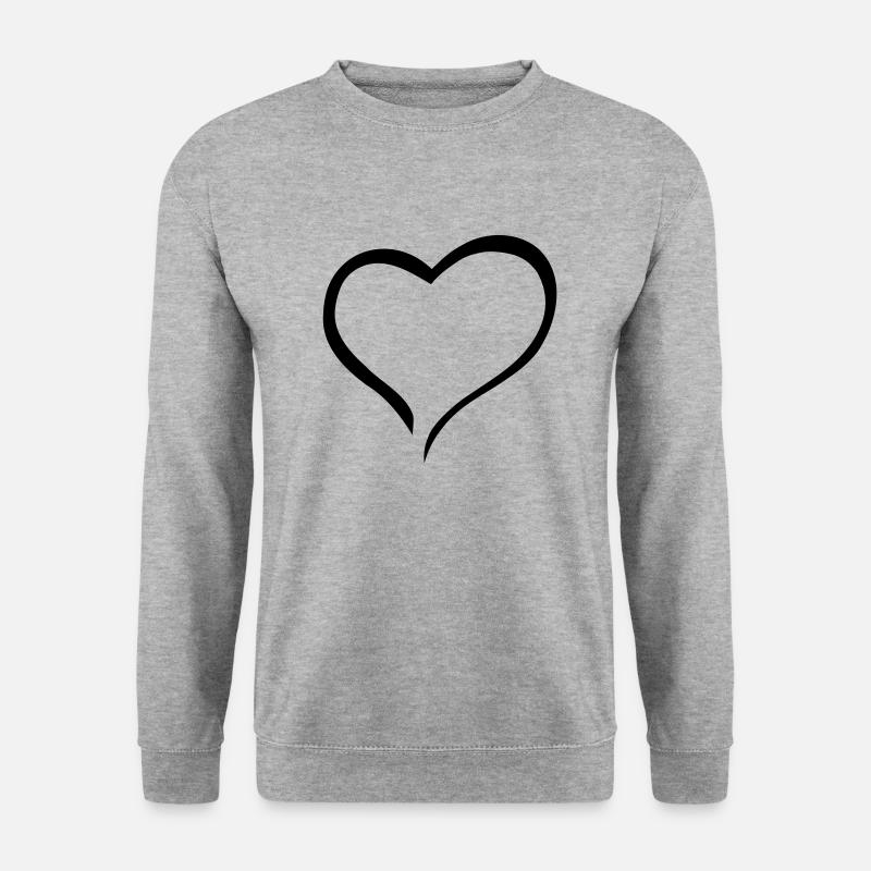 Geschwungenes Herz - Unisex Pullover - Weißgrau meliert