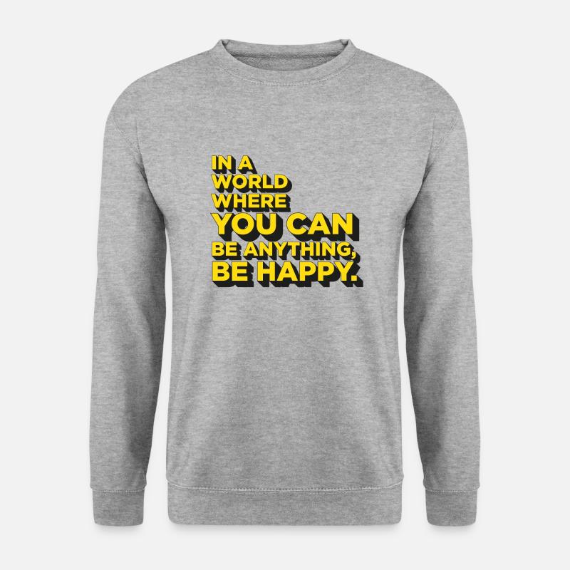 Be Happy. - Unisex Pullover - Weißgrau meliert