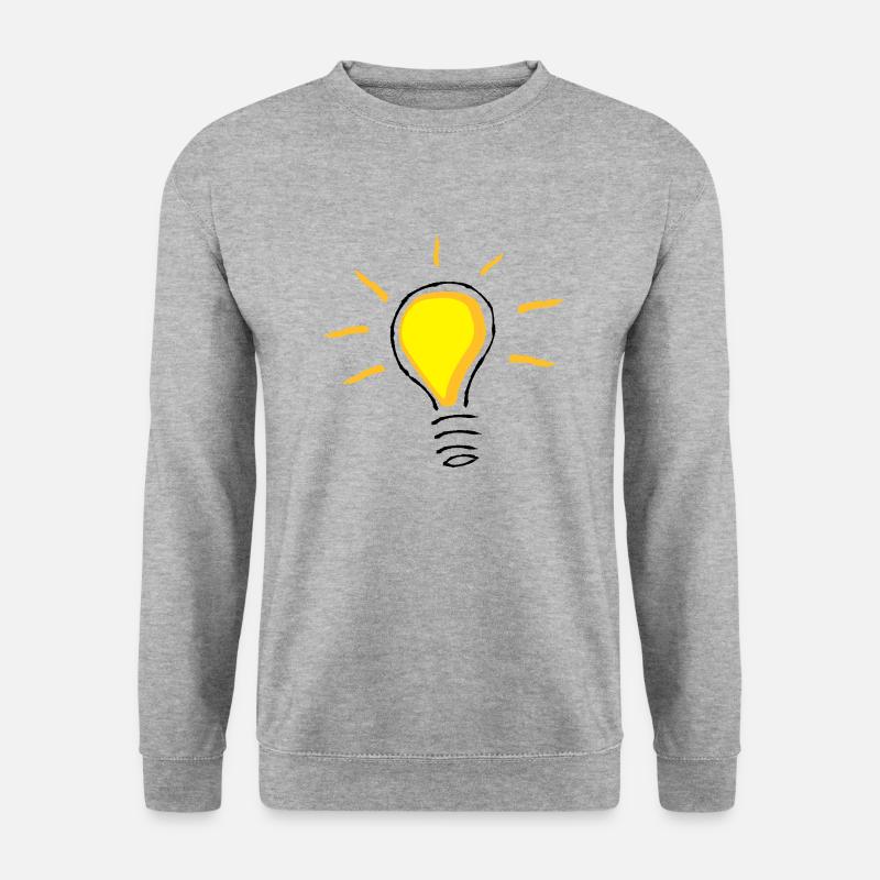 Gelbe Glühlampe angeschaltet - Unisex Pullover - Weißgrau meliert