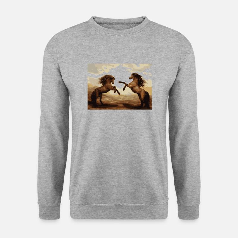 horses - Unisex Pullover - Weißgrau meliert