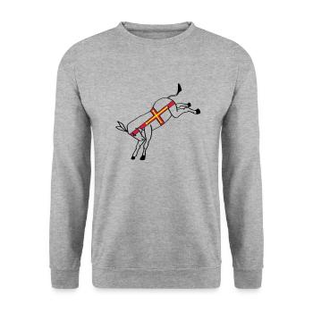 guernseydonkey - Unisex Pullover - Weißgrau meliert - Vorne - Alina (178cm) & Michal (187cm)