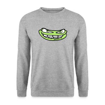visage tête mal meme sourire drôle comique comique - Sweat-shirt Unisexe - gris chiné - Devant - Alina (178cm) & Michal (187cm)