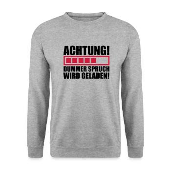 achtung_dummer_spruch_wird_geladen_f2 - Unisex Sweatshirt - salt & pepper - Front - Alina (178cm) & Michal (187cm)