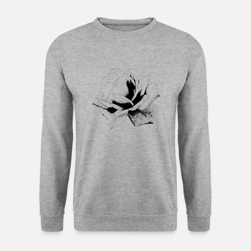 Rose Blume Blüte flower blossom - Unisex Pullover - Weißgrau meliert