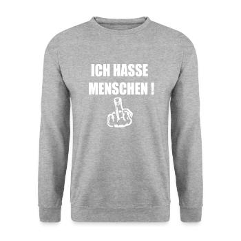 Je déteste les gens - Sweat-shirt Unisexe - gris chiné - Devant - Alina (178cm) & Michal (187cm)