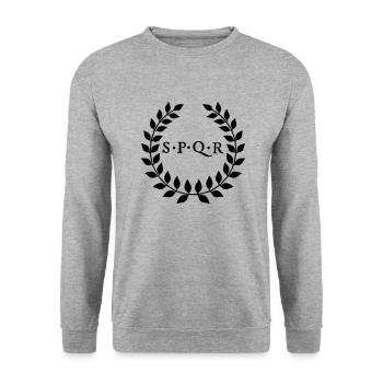 spqr - Sweat-shirt Unisexe - gris chiné - Devant - Alina (178cm) & Michal (187cm)