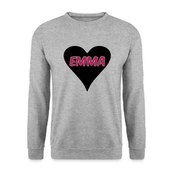 Amour Emma coeur cadeau - Sweat-shirt Unisexe - gris chiné - Devant - Alina (178cm) & Michal (187cm)