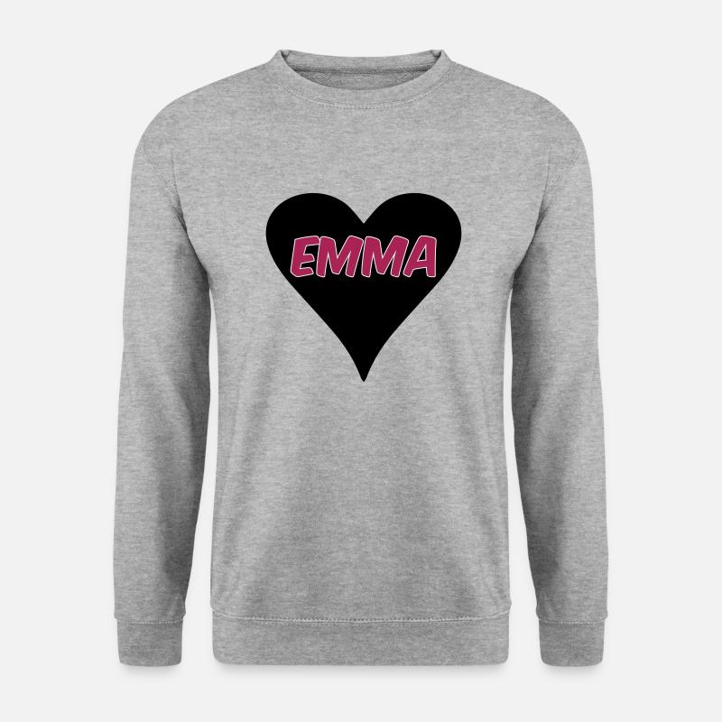 Liebe Emma Herz Geschenk - Unisex Pullover - Weißgrau meliert