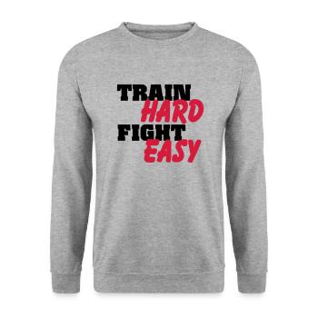 Train hard, fight easy - Sweat-shirt Unisexe - gris chiné - Devant - Alina (178cm) & Michal (187cm)