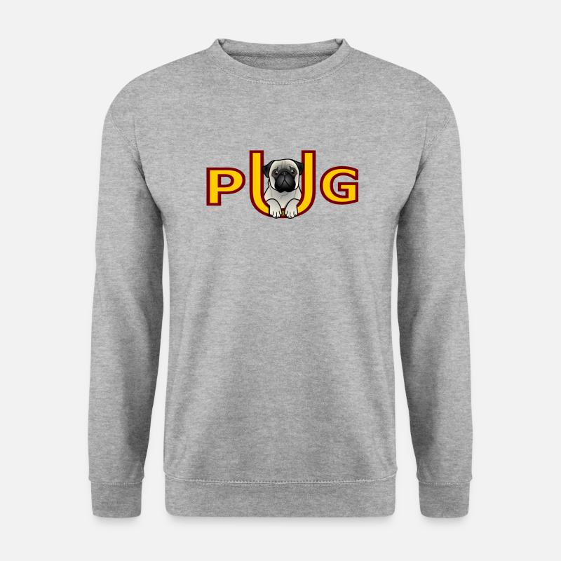 Mops - Mops - Unisex Pullover - Weißgrau meliert