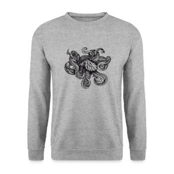 Octopus - Unisex Sweatshirt - salt & pepper - Front - Alina (178cm) & Michal (187cm)
