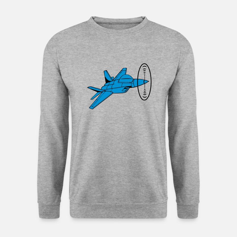 Flugzeug Düsenflugzeug Jet Propeller witzig - Unisex Pullover - Weißgrau meliert