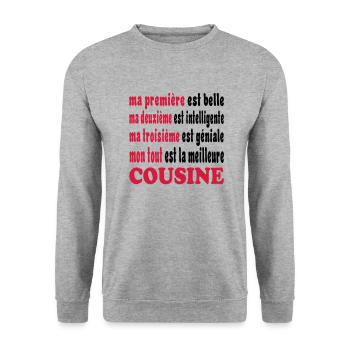 LA MEILLEURE COUSINE 111 - Unisex Pullover - Weißgrau meliert - Vorne - Alina (178cm) & Michal (187cm)