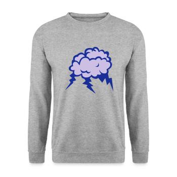 Bewölkte Cloud-Wolke Regen Gewitter 1 - Unisex Pullover - Weißgrau meliert - Vorne - Alina (178cm) & Michal (187cm)