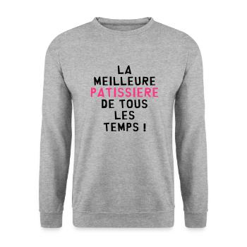 Boulanger / Pâtissier / Pain / Gâteau / Pâtisserie - Sweat-shirt Unisexe - gris chiné - Devant - Alina (178cm) & Michal (187cm)