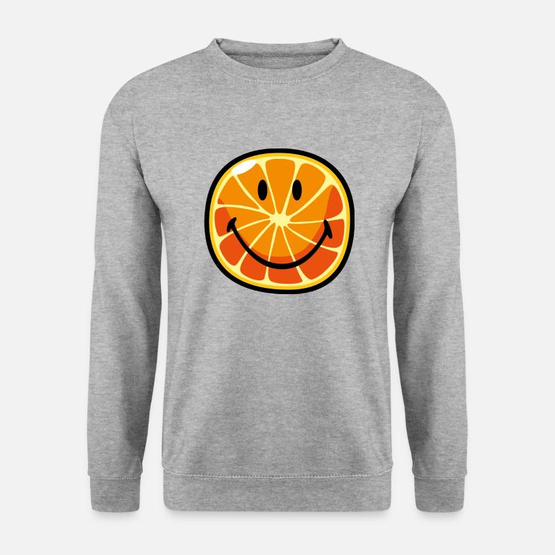 Smiley Grapefruit - Unisex Pullover - Weißgrau meliert