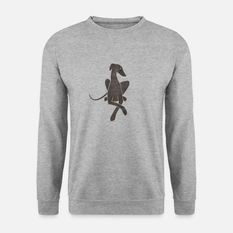 Liegender Windhund dunkelgrau - Unisex Pullover - Weißgrau meliert