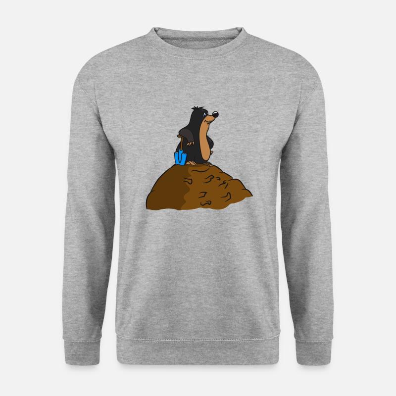 Maulwurf erde Maulwurfhuegel witzig gross garten s - Unisex Pullover - Weißgrau meliert