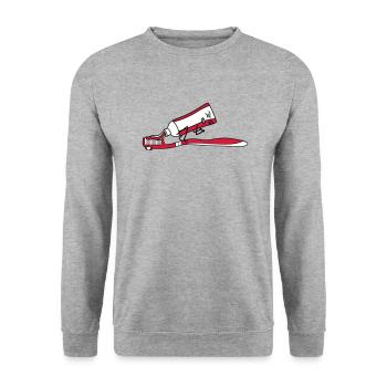 Toothbrush shit poop comic face a - Unisex Sweatshirt - salt & pepper - Front - Alina (178cm) & Michal (187cm)
