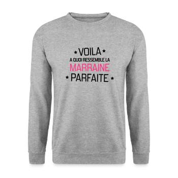 Parrain / Marraine / Filleule / Filleul - Sweat-shirt Unisexe - gris chiné - Devant - Alina (178cm) & Michal (187cm)