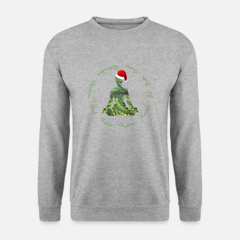weihnachten mehrsprachig yoga - Unisex Pullover - Weißgrau meliert